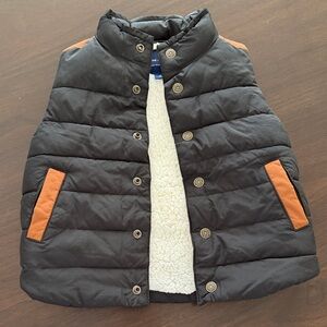 Janie and Jack Black and Brown Sleeveless Puffer Jacket
